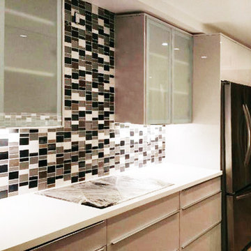 Glass Door Wall Cabinet and Chrome HG Base Cabinet