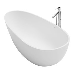 ADM Bathroom Design - ADM Small Oval Freestanding Bathtub, Glossy White, 66.9" - Bathtubs