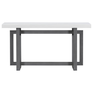 TATEUS Contemporary Console Table, Extra Long Entryway Table for Entryway, Dark Gray+white
