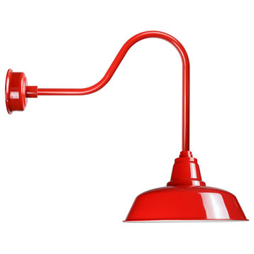 12" Farmhouse LED Sconce Light With Sleek Arm, Red