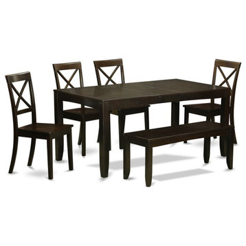 East West Furniture Lynfield 6-piece Wood Dining Table Set in Cappuccino