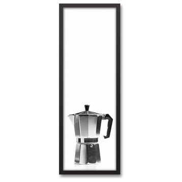 Black and White Vintage Coffee Maker 12x36 Black Framed Canvas