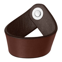 Walnut Studiolo - Leather Drawer Pull, The Fremont, Dark Brown, Nickel - Cabinet And Drawer Handle Pulls
