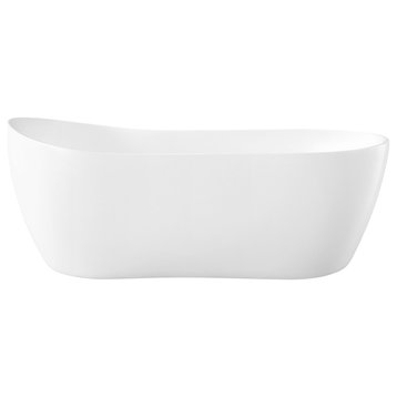 OVE Decors Isaac 58" Seamless White Acrylic Freestanding Slipper Bathtub