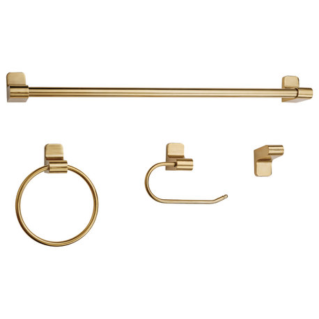 Positano 4-Piece Matte Brass Bathroom Hardware Accessory Kit