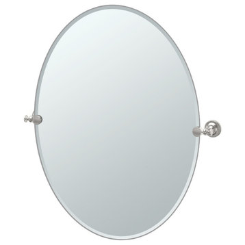 32" Tavern Frameless Oval Mirror, Satin Nickel