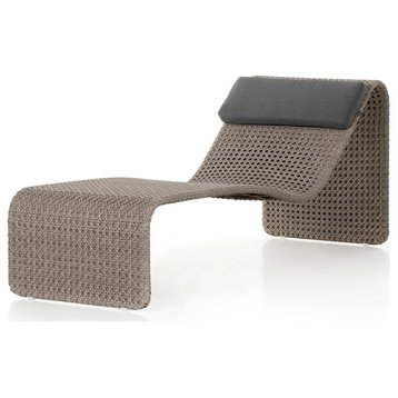 Paige Outdoor Woven Chaise Lounge-Brown