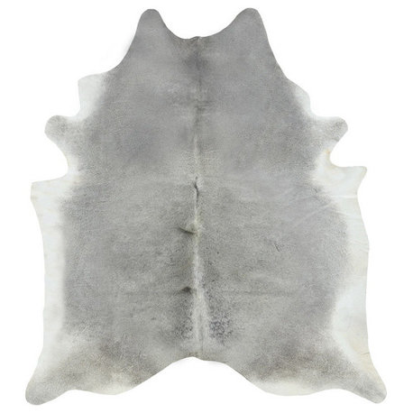 Gray Solid Cowhide Rug, L