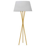 Dainolite - 1-Light Modern Tripod Floor Lamp Gabriela, Aged Brass With White Shade - Aged Brass 26" Gabriela Floor Lamp with White Shade. This single light LED compatible is recommended for a Living Room. It requires 1 incandescent bulb, is covered by a 1 Year Warranty and is suitable for either a residental or commercial space.