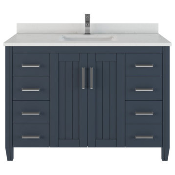 Jake 48-in Pepper Gray Bathroom Vanity With Power Bar and Drawer Organizer