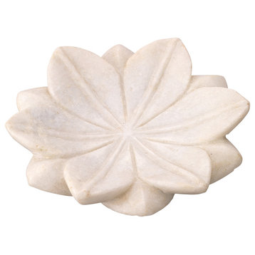 Small Lotus Plates, White Marble, Set of 3