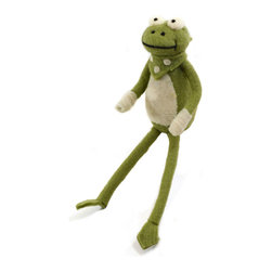 Shea's Wildflower - Freddy The Sitting Wool Frog, 7" - Wreaths And Garlands
