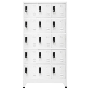 vidaXL Locker Cabinet Home Office Storage Cabinet File Cabinet White Steel