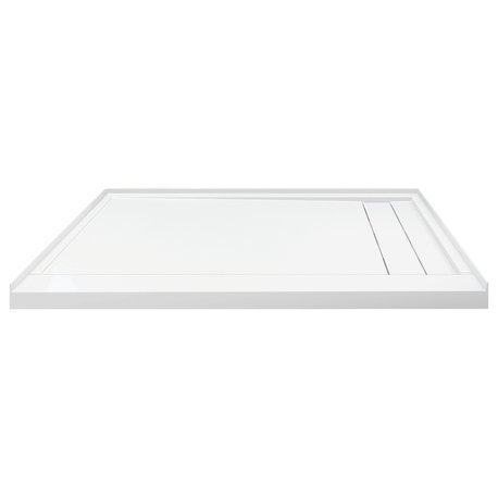 Transolid Linear 60"x32" Shower Base With Right Hand Drain, White