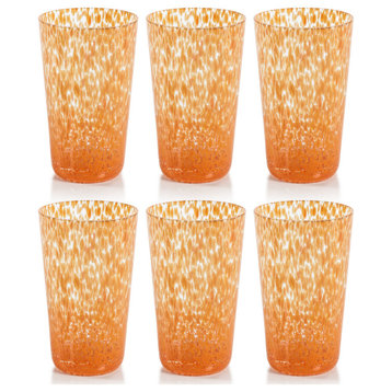 Willa Speckled Highball Glasses, Set of 6, Orange