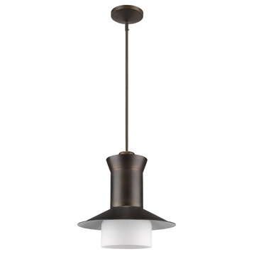 Greta Indoor 1-Light Pendant With Glass Shade, Oil Rubbed Bronze