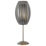 Lite Source - Table Lamp, Ss W/Grey Pleated Shade, E27 Type A 60W - TABLE LAMP, SS W/GREY PLEATED SHADE, E27 TYPE A 60W