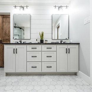 Landhausstil Badezimmer mit Granit-Waschbecken/Waschtisch Ideen, Design