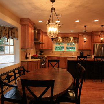 Verona NJ Transitional Kitchen Maple Stained and Glazed -Granite and Wood Tops
