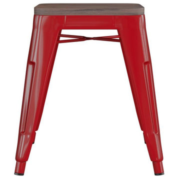 Flash Furniture Kai 4Pk Red Stool-Wood Seat Et-Bt3503-18-Red-Wd-Gg