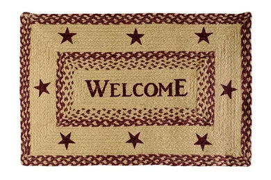 Burgundy Tan Jute Rug Rect Welcome 20x30