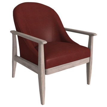 Elena Leather Lounge Chair, Finish Shown: Fog, Leather Shown: Garnet
