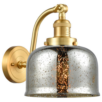 Franklin Restoration Large Bell 1 Light Wall Sconce, Satin Gold, Silver Plated