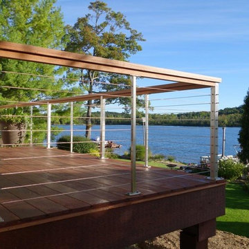 Stainless Railing_ 42"_Deck Mount_Wood Top Rail