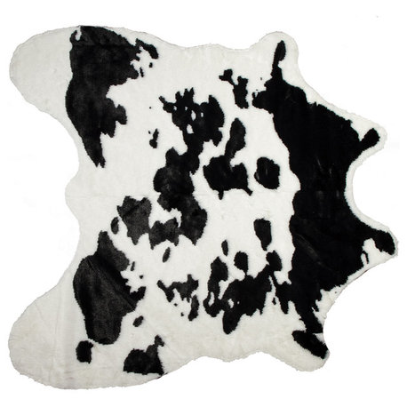 Faux Cowhide Rug, Sugarland Black and White, 4.25'x5'