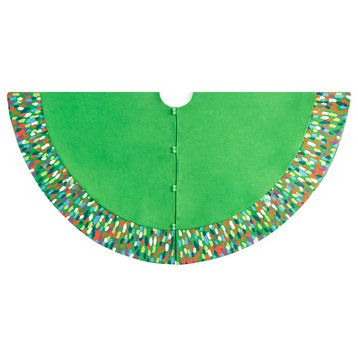 Handmade Colorful Confetti Pattern Tree Skirt in Green