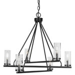 Toltec Lighting - Trinity 6 Light Chandelier Shown, Matte Black Finish, 2.5" Clear Bubble Glass - Enhance your space with the Trinity 6-Light Chandelier. Installing this chandelier is a breeze - simply connect it to a 120 volt power supply. Set the perfect ambiance with dimmable lighting (dimmer not included). The chandelier is energy-efficient and LED compatible, providing convenience and energy savings. It's versatile and suitable for everyday use, compatible with candelabra base bulbs. Maintenance is a minimal with a damp cloth, as no chemicals are required. The chandelier's streamlined hardwired design adds a touch of elegance to any room. The durable glass shades ensure even light diffusion, creating a captivating atmosphere. Choose from multiple finish and color variations to find the perfect match for your decor.