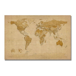 30 in. x 47 in. Antique World Map Canvas Art - Artwork