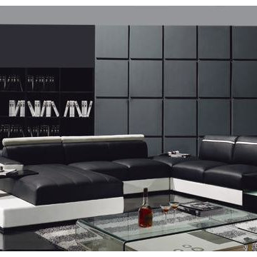 Modern Leather Sectional Sofas with extended side tables