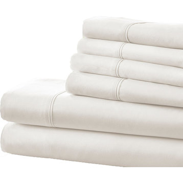 Becky Cameron Premium Ultra Soft Luxury 6-Piece Bed Sheet Set, Twin XL, White
