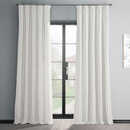 Off White Textured Vintage FauxDupioni Silk Curtain Single Panel, 50"x108"