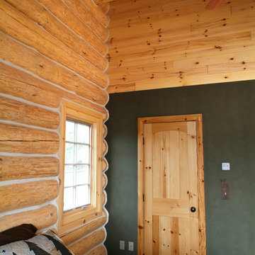 Knotty pine paneling and custom door