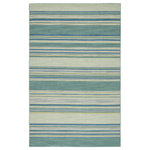 Jaipur - Jaipur Living Kiawah Handmade Stripe Blue/Turquoise Area Rug, 7'10"x9'10" - Classic with a ticking stripe, this coastal blue and turquoise flatweave area rug lends traditional charm to any space. This casual wool layer offers reversible use for easy care and timeless durability.
