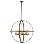 Z-Lite - Z-Lite 8 Light Pendant, Rustic Mahogany, 472B32-Rm - Exposed lightbulbs nestle inside open rings in this eight-light pendant light. Stylish and richly hued, the faux barnwood construction boasts a warm rustic mahogany tone.
