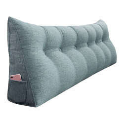 WOWMAX - Bed Rest Reading Wedge Pillow for Headboard Daybed Dorm Light Gray Linen Blend, 71x20x8 - Bed Pillows