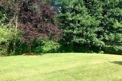 Photo of a huge traditional full sun backyard mulch formal garden in Boston for summer.