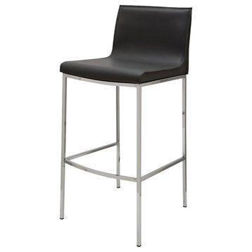 Colter Leather Stool, Dark Gray, Counter Height