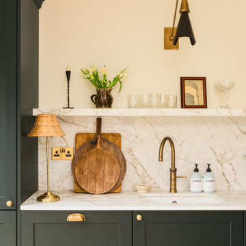 Dark green free-standing Shaker Kitchen
