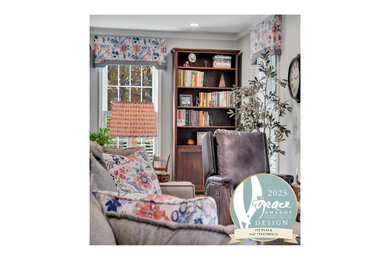 Inspiration for a mid-sized open concept medium tone wood floor and brown floor family room remodel in Other with gray walls, a standard fireplace, a wood fireplace surround and a wall-mounted tv