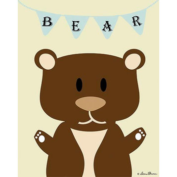 Mod Bear in Mint, Ready To Hang Canvas Kid's Wall Decor, 16 X 20