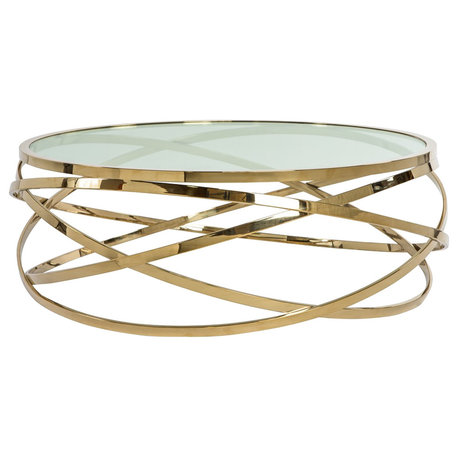 Orbit Steel Coffee Table, Polished Gold