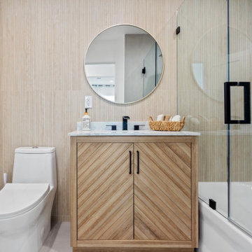 Modern Bathroom Remodel with Custom Wood Vanity | Van Nuys, Los Angeles
