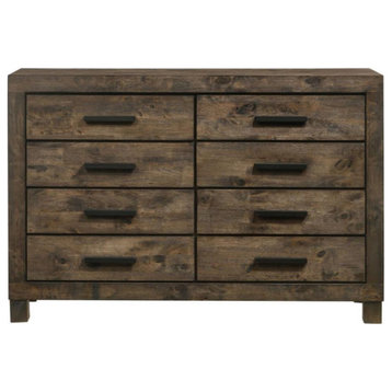 8 Drawers Wooden Dresser, Golden Brown