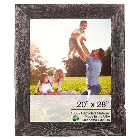 20" X 28" Rustic Farmhouse Rustic Black Wood Frame