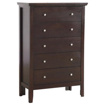 Primo Espresso 5 Drawer Chest of Drawers, 32, L. X 16, W. X 48, H.