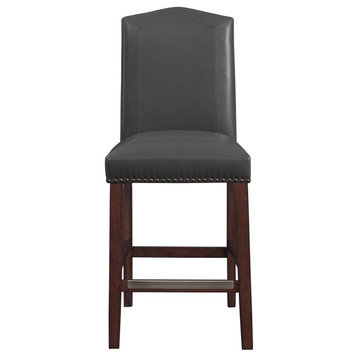 Carteret Gray Leather Counter Stool
